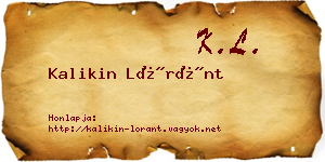 Kalikin Lóránt névjegykártya